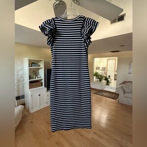 Express Striped Knit Flounced Sleeve Dress Medium NWT